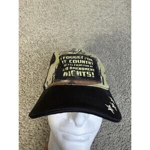 Hat Cap Strap Back Mens One Size Green Mesh Trucker Camouflage Patch Logo